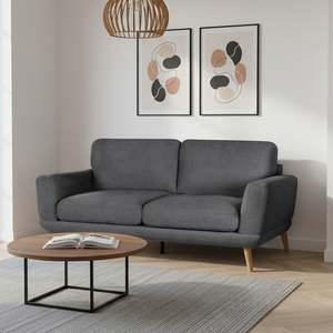 3 Seater Sofas: Tova Chenille 3 Seater Sofa - Dark Grey