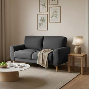 Suki Linen 2 Seater Sofa - Dark Grey