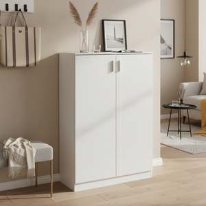 Hallway: Nesto 2 Door Shoe Cabinet Storage Rack - White