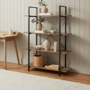 Bookcases & Shelving: Forge 4-Tier Bookshelf - Rustic Brown