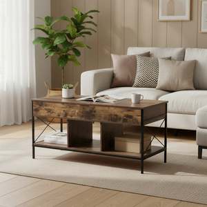 Vault Lift-Top Storage Coffee Table - Rustic Brown