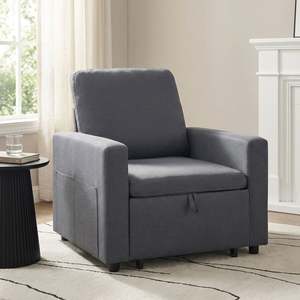 Armchairs: Nest 1 Seater Sofa Bed - Dark Grey