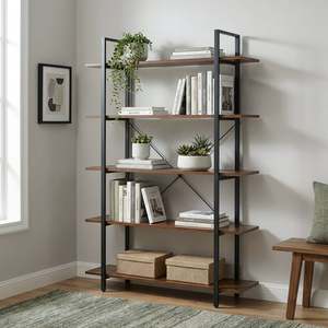 Forge 5 Tier Bookshelf - Rustic Brown