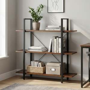 Bookcases & Shelving: Forge 3 Tier Bookshelf - Rustic Brown