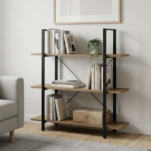 Bookcases & Shelving: Forge 3 Tier Bookshelf - Light Grey Wood