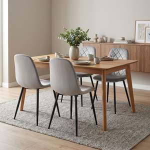 Dining Chairs: Sera Velvet Dining Chair - Set Of 4 - Light Grey