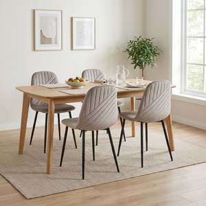 Lume Velvet Dining Chair - Set Of 4 - Light Khaki