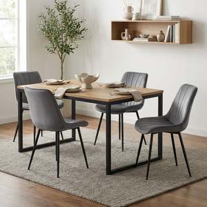 Dining Chairs: Vela Velvet Dining Chair - Set Of 4 - Dark Grey