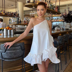 White: BY JOHNNY - ROPE FRILL ASYMMETRIC MINI - 10