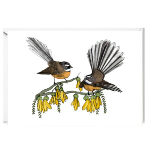 Gift Cards 1: Fantail on Kowhai Tree Greeting Card