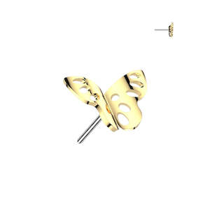 Conch/Orbital: Titanium Gold Butterfly Threadless Push In Top (Base Sold Separately) - TT207A