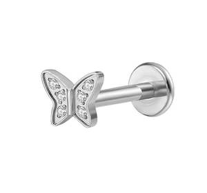 Titanium High Polish Internally Threaded Jewelled Labret - TI-236