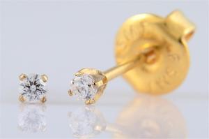 At Home Piercing: **At Home Piercing Cartridge** Gold-Plated 2mm CZ Clear with Long Stud (1 pair) - L34-204B