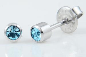 **At Home Piercing Cartridge** Surgical Steel 3mm, Aqua (1 pair) - 21-303