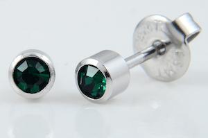 **At Home Piercing Cartridge** Surgical Steel 3mm, Emerald (1 pair) - 21-305