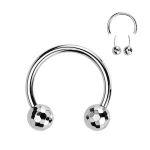 Circular Barbells: Titanium High Polish Threadless Push In Circular Barbell with Multi-Faceted Balls - TT143