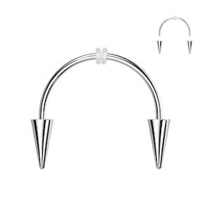 SS316L Smiley Vampire Fangs Circular Barbell - E635