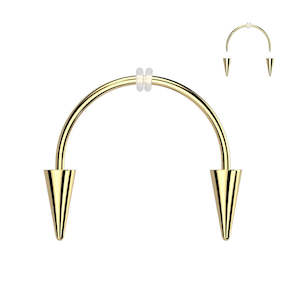 Gold Smiley Vampire Fangs Circular Barbell - E635A