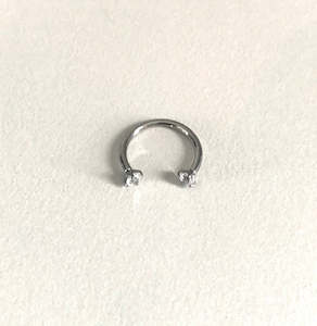 Circular Barbells: Titanium High Polish Jewelled Claw Set Internally Threaded Circular Barbell - T94