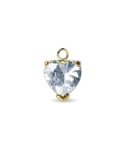 Gold Jewelled Heart Dangle Charm for Hinged Ring - CHARM32