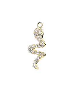Charms Chains: Gold Jewelled Snake Dangle Charm for Hinged Ring - CHARM31A