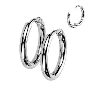 Titanium High Polish Hinged Hoop Earrings (1 pair) - TI-197