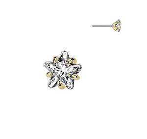 Titanium Gold Prong Set Jewelled Star Threadless Push In Top (Base Sold Separately) - TT168A