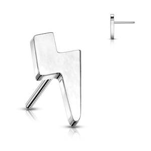 Titanium High Polish Threadless Push In Lightning Bolt Top (Base Sold Separately) - TT70