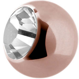Spare Parts: Rose Gold Jewelled Ball 16 Gauge - RGSTJBALLN