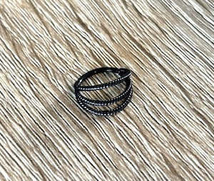 Black Pvd: Titanium Black Triple Twisted Hoop Hinged Segment Ring - TI-221B