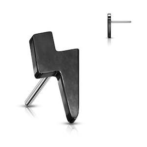Titanium Black Threadless Push In Lightning Bolt Top (Base Sold Separately) - TT70B