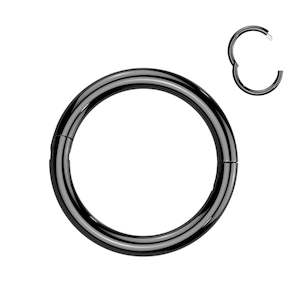 Titanium Black Half Closure New Secure Hook Hinged Segment Ring - TI-203B