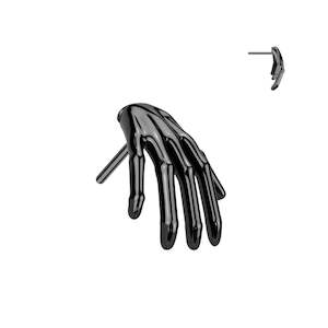 Titanium Black Skeleton Hand Threadless Push In Top (Base Sold Separately) - TT157B