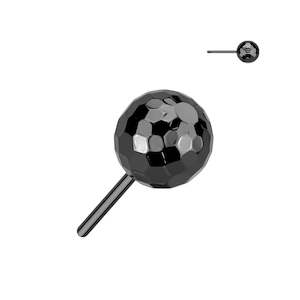 Black Pvd: Titanium Black Multi-Faceted Ball Threadless Push In Top (Base Sold Separately) - TT142B