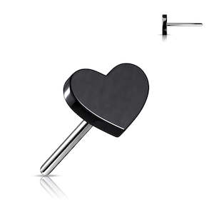 Titanium Black Threadless Push In Heart Top (Base Sold Separately) - TT68B