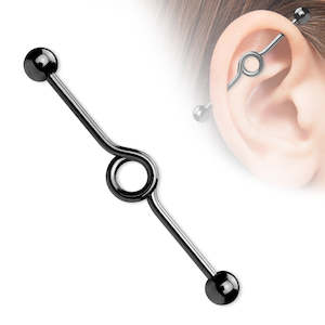 Titanium Black Looped Industrial Barbell - I307B