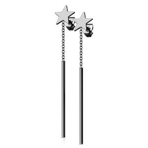 Black Star Stud Earrings with Rectangle Bar Dangle (1 pair) - E638B