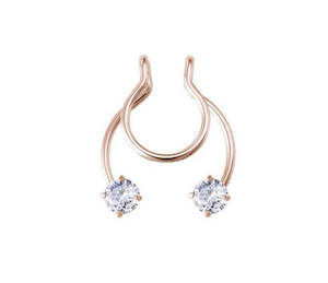 Rose Gold Pvd: Rose Gold Jewelled Fake Septum Nose Clip - S693A