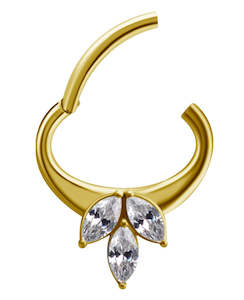 Gold Jewelled Hinged Septum/Daith Clicker - E07A