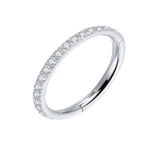 Titanium High Polish Jewelled Hinged Segment Ring 20 Gauge - TI-210