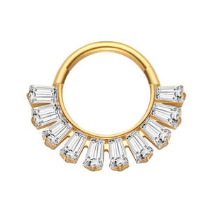 Titanium Gold Jewelled Hinged Septum/Daith Ring - TI-215A