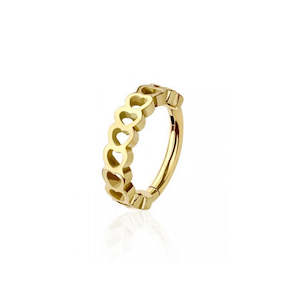 Eyebrow: Gold Hollow Heart Lined Hinged Ring - E431A