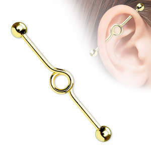 Industrial: Titanium Gold Looped Industrial Barbell - I307A