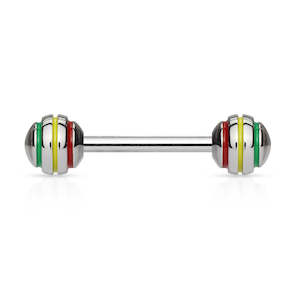 Tongue: SS316L Epoxy Striped Fancy Tongue Barbell - B203