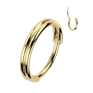 Gold Hinged Ring with Double Line 20 Gauge - E418A