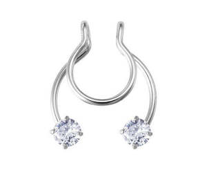Nose Rings: SS316L Jewelled Fake Septum Nose Clip - S691A