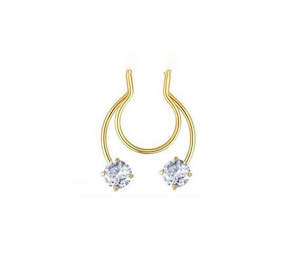 Nose Rings: Gold Jewelled Fake Septum Nose Clip - S692A