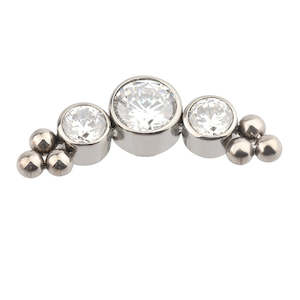 Titanium High Polish/Gold (Your Choice) Jewelled Threadless Push In Top (Base So&hellip;