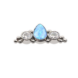 On Sale: Titanium High Polish/Gold (Your Choice) Opal Jewelled Threadless Push In Top (Base Sold Separately) - TT88/A