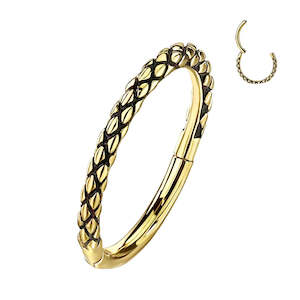 Eyebrow: Gold High Quality Precision Lizard Skin Hinged Segment Ring 18 Gauge - E24A